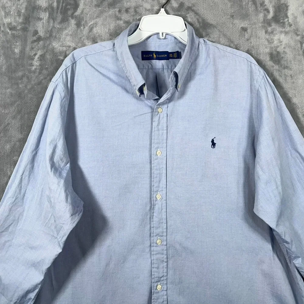 Polo Ralph Lauren Button Down Shirt Mens 2XL Blue Long Sleeve Cotton Preppy